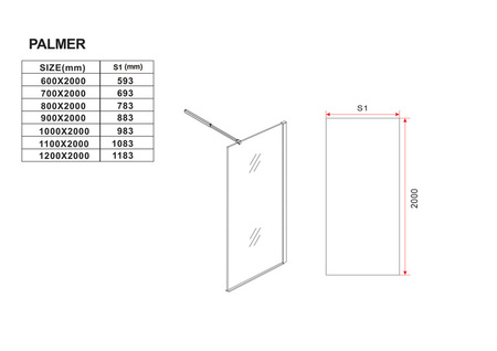 MAMPARA DE DUCHA WALK-IN DE 2 PARTES 60x50x200 TRANSPARENTE CROMO