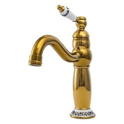 GRIFO DE LAVABO PALOMA DE PIE BAJO RETRO S-1109 DORADO