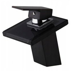 GRIFO DE LAVABO DE VIDRIO LUNA DE PIE BAJO S-1002B NEGRO