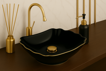 GRIFO DE LAVABO LUCA DE PIE ALTO GIRATORIO S-1154G DORADO