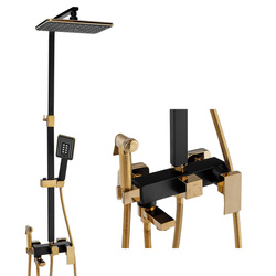 CONJUNTO DE DUCHA EXTERIOR CUBO S-1067BG NEGRO/ORO