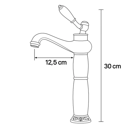 GRIFO DE LAVABO PALOMA ALTO RETRO SEM-1108 NEGRO