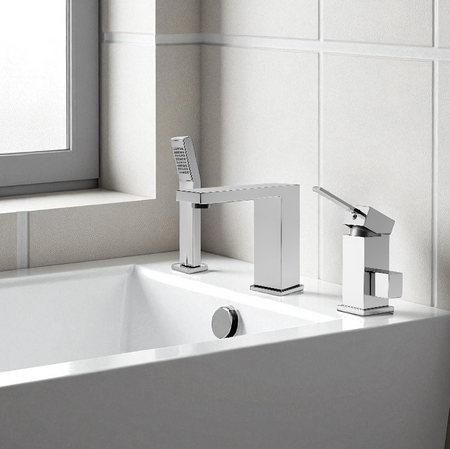 GRIFO DE BAÑERA CUBO DE 3 AGUJEROS S-1032 CROMO