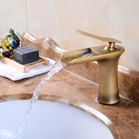 GRIFO DE LAVABO DE PIE EVANA BAJO RETRO S-1180VG ORO VIEJO