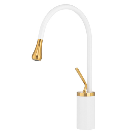 GRIFO DE LAVABO LUCA DE SOBREMESA GIRATORIO S-1192WG BLANCO/ORO