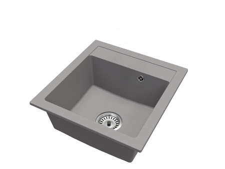 Fregadero Cocina Gris 52x49cm, Fregadero Granito 1 Seno + Sifón