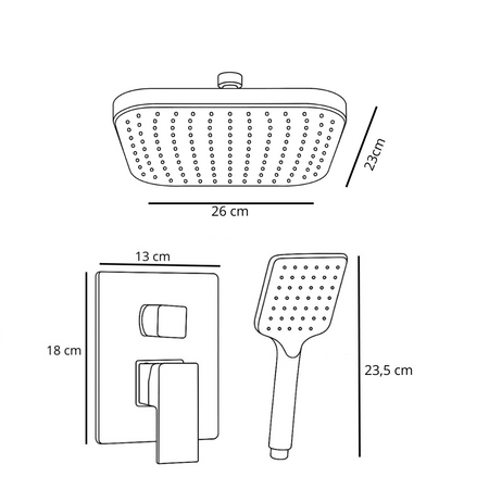 CONJUNTO DE DUCHA EMPOTRADO BASILIO S-1103 V4 NEGRO
