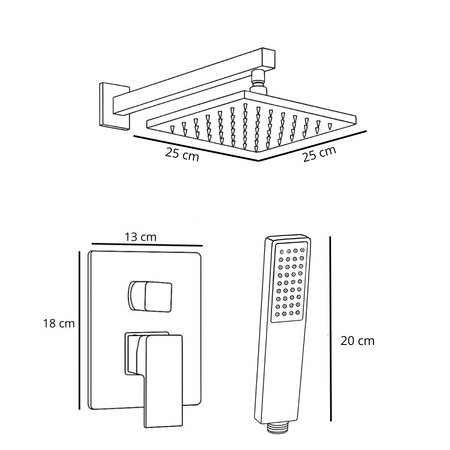 CONJUNTO DE DUCHA EMPOTRADO BASILIO S-1103 V2 CROMO