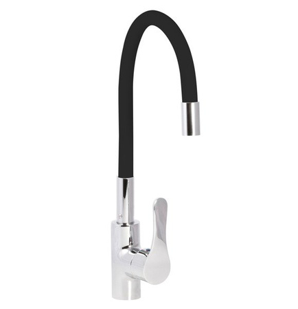 GRIFO DE COCINA NEGRO CON CAÑO FLEXIBLE ELÁSTICO FLEX S-2105 CROMO