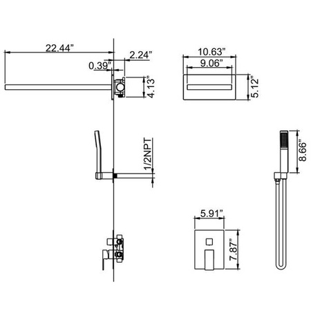 CONJUNTO DE DUCHA EMPOTRADA CUBO S-1101 CROMO