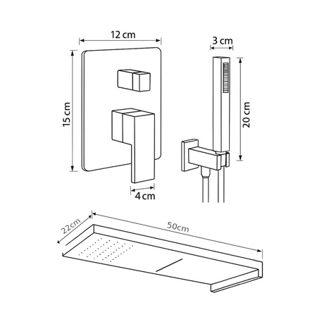 CONJUNTO DE DUCHA EMPOTRADO ENZO S-1101B NEGRO