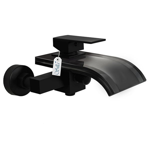 GRIFO DE BAÑERA LUNA DE VIDRIO DE PARED S-1012B NEGRO