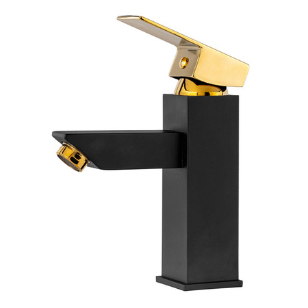 GRIFO DE LAVABO DE PIE CUBO BAJO S-1022BG NEGRO/DORADO