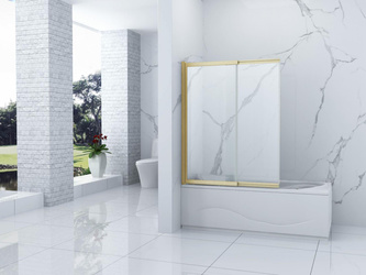 MAMPARA DE BAÑO SPENCER DE 2 HOJAS 120X150 DESLIZANTE DORADO CEPILLADO