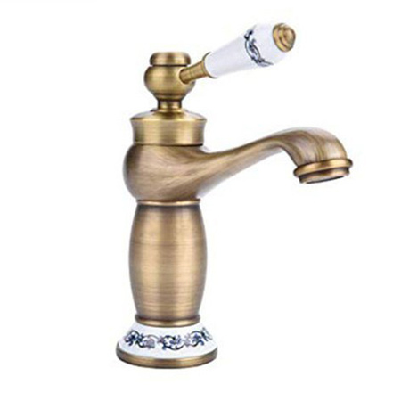 GRIFO DE LAVABO PALOMA DE PIE BAJO RETRO S-1107 ORO VIEJO
