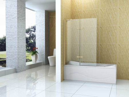 BIOMBO DE BAÑERA GARETT DE 2 HOJAS 120X150 FIJO DORADO CEPILLADO