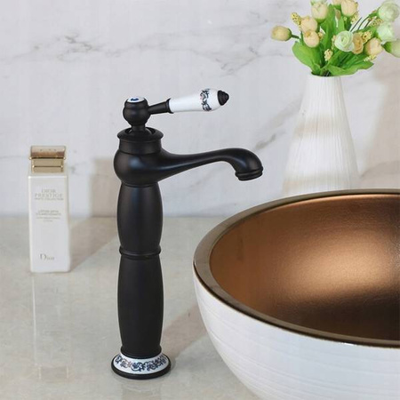 GRIFO DE LAVABO PALOMA ALTO RETRO SEM-1108 NEGRO