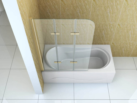 BIOMBO DE BAÑERA MARION DE 3 PANELES 120X140 MÓVIL DORADO CEPILLADO