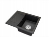 Fregadero de cocina de granito Negro 47.4cm x 58.4cm, 1 cubeta con escurridor + Kit de desagüe 
