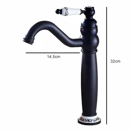 Grifo de lavabo Paloma alto retro S-1110 negro