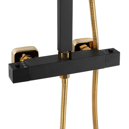CONJUNTO DE DUCHA EXTERIOR CON TERMOSTATO S-1164BG NEGRO/DORADO