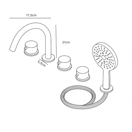 GRIFO DE BAÑERA DE 5 AGUJEROS S-1216G DORADO
