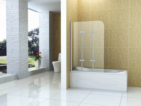 BIOMBO DE BAÑERA MARION 3 PANELES 120X140 MÓVIL CROMADO