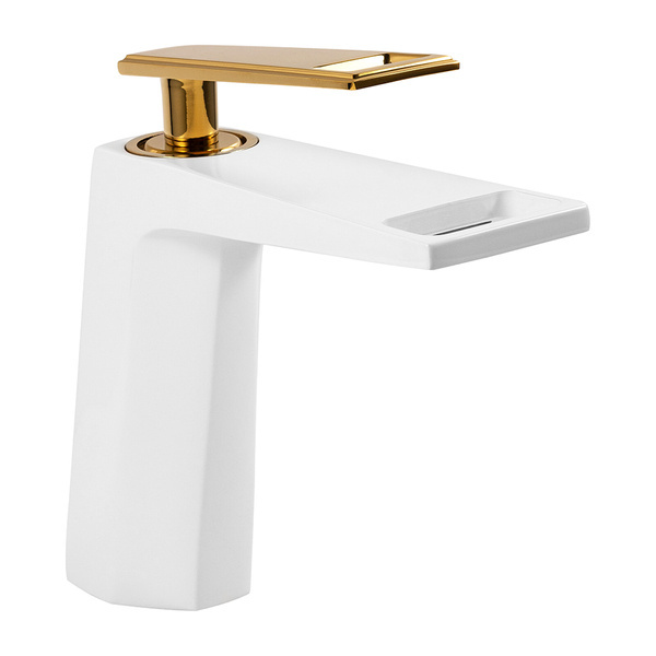 GRIFO DE LAVABO DE PIE HUGO BAJO S-1085WG BLANCO/DORADO