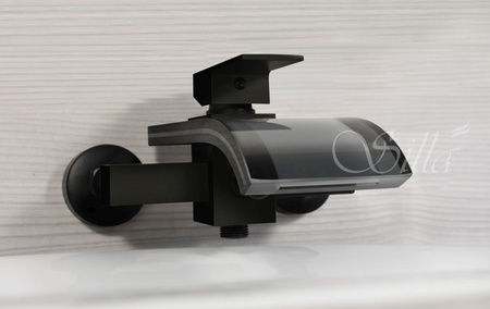 GRIFO DE BAÑERA LUNA DE VIDRIO DE PARED S-1012B NEGRO