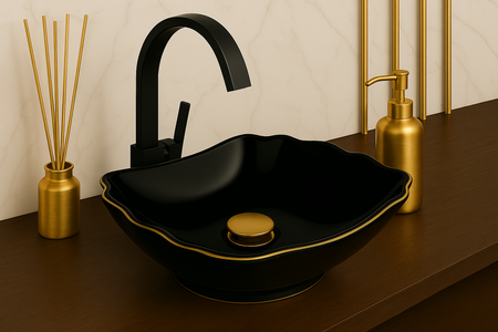 GRIFO DE LAVABO PURO ALTO GIRATORIO S-1004B NEGRO