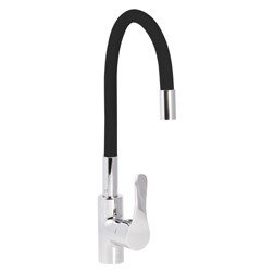 GRIFO DE COCINA NEGRO CON CAÑO FLEXIBLE ELÁSTICO FLEX S-2105 CROMO
