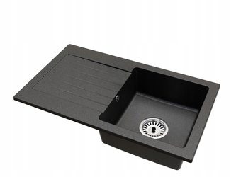 Fregadero Cocina Negro Jaspeado 43,7x75cm, Fregadero Granito 1 Seno + Sifón