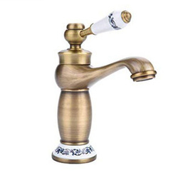 GRIFO DE LAVABO PALOMA DE PIE BAJO RETRO S-1107 ORO VIEJO
