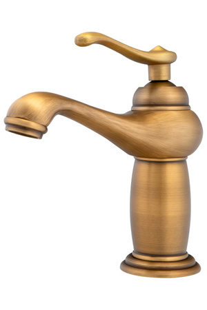 GRIFO DE LAVABO LORENZA DE PIE BAJO RETRO S-1155V ORO VIEJO