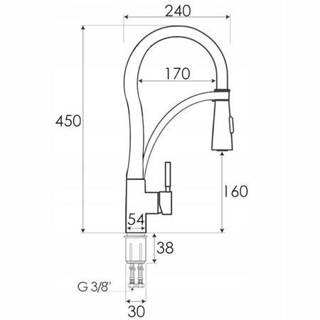 GRIFO DE COCINA PARA FREGADERO S-2100B NEGRO