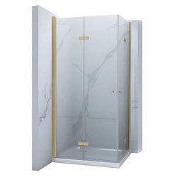CABINA DE DUCHA BAXLER DORADA CON PLATO SLIM CUADRADA TRANSPARENTE - 80X80X190