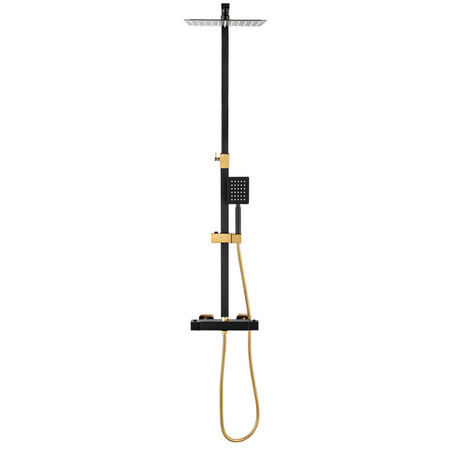 CONJUNTO DE DUCHA EXTERIOR CON TERMOSTATO S-1164BG NEGRO/DORADO