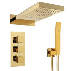 CONJUNTO DE DUCHA ENZO EMPOTRADO CON TERMOSTATO S-1159 DORADO