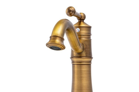 GRIFO DE LAVABO ADELITA DE PIE BAJO ORO VIEJO SEM-1089 RETRO