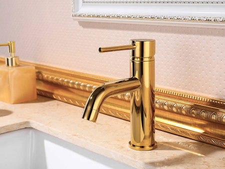 GRIFO DE LAVABO SENTINI DE PIE BAJO S-2003G DORADO