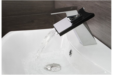 GRIFO DE LAVABO DE VIDRIO LUNA DE PIE BAJO S-1002 CROMADO