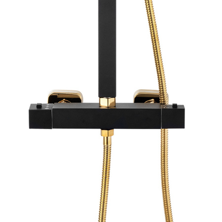 CONJUNTO DE DUCHA EXTERIOR CON TERMOSTATO S-1164BG NEGRO/DORADO