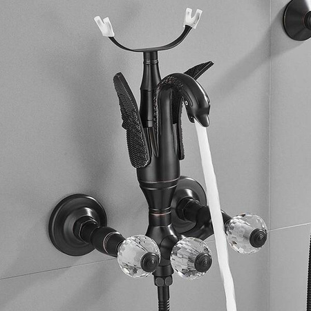 GRIFO DE BAÑERA DE PARED SWENNA RETRO S-1177B NEGRO