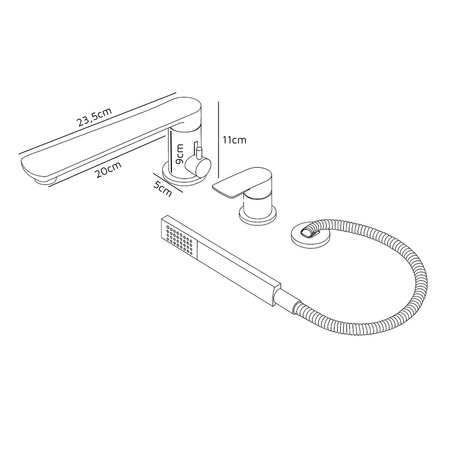 GRIFO DE BAÑERA DE 3 AGUJEROS S-1217G DORADO
