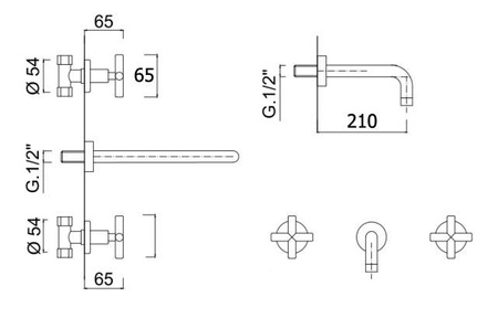 GRIFO DE LAVABO EMPOTRADO VERANNI S-1092B NEGRO