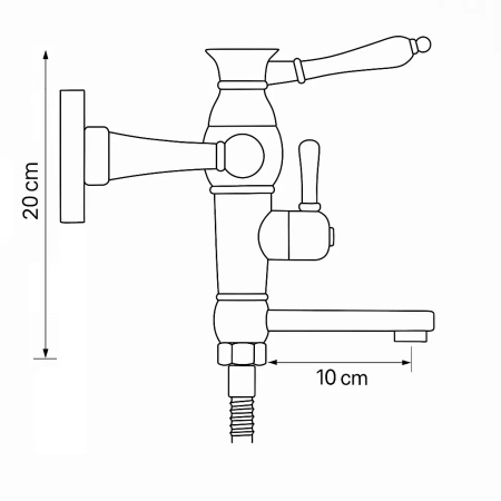 GRIFO DE BAÑERA VERONA DE PARED RETRO S-1185G DORADO