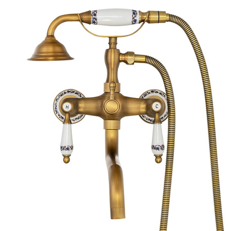 GRIFO DE BAÑERA DE PARED PALOMA RETRO S-1184V ORO VIEJO