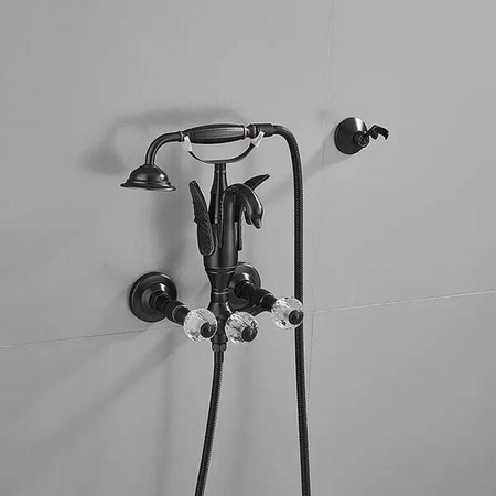 GRIFO DE BAÑERA DE PARED SWENNA RETRO S-1177B NEGRO