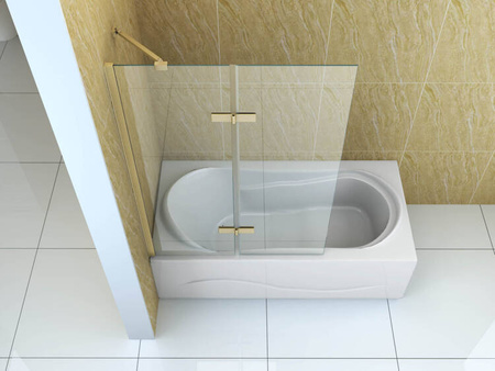 BIOMBO DE BAÑERA GARETT DE 2 HOJAS 120X150 FIJO DORADO CEPILLADO