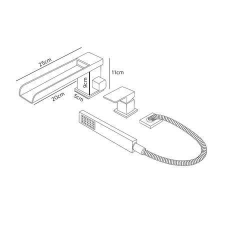 GRIFO DE BAÑERA DE 3 AGUJEROS S-1218B NEGRO